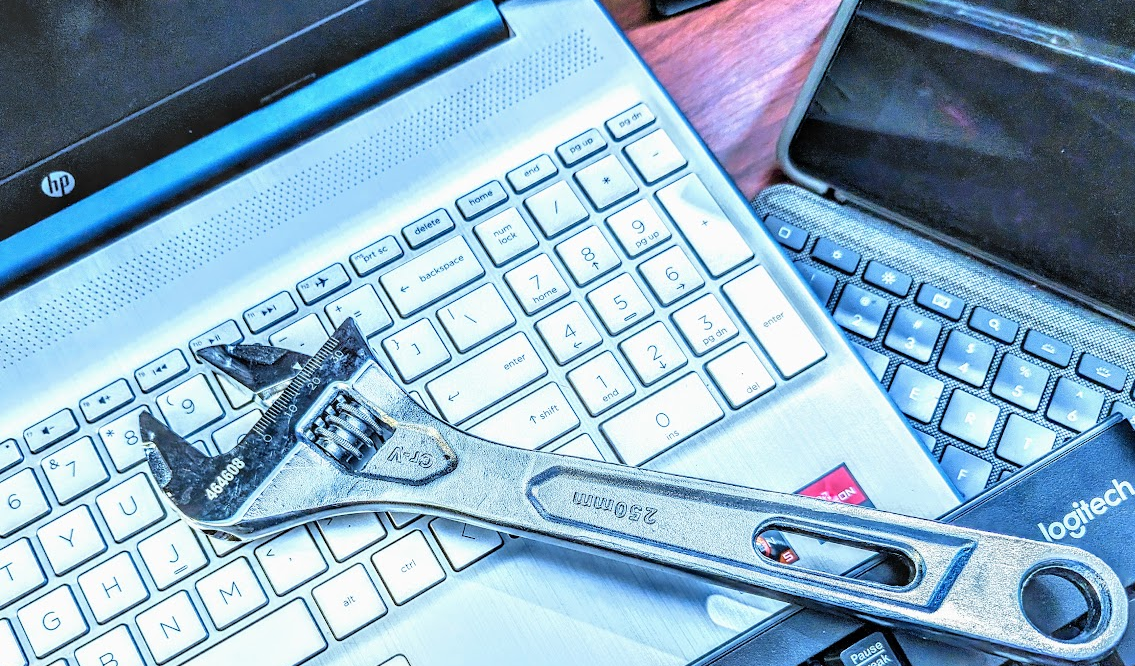 Wrench on keyboard